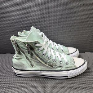 Womens Sz 8 Green Converse Dual Zip Black Wash Hi